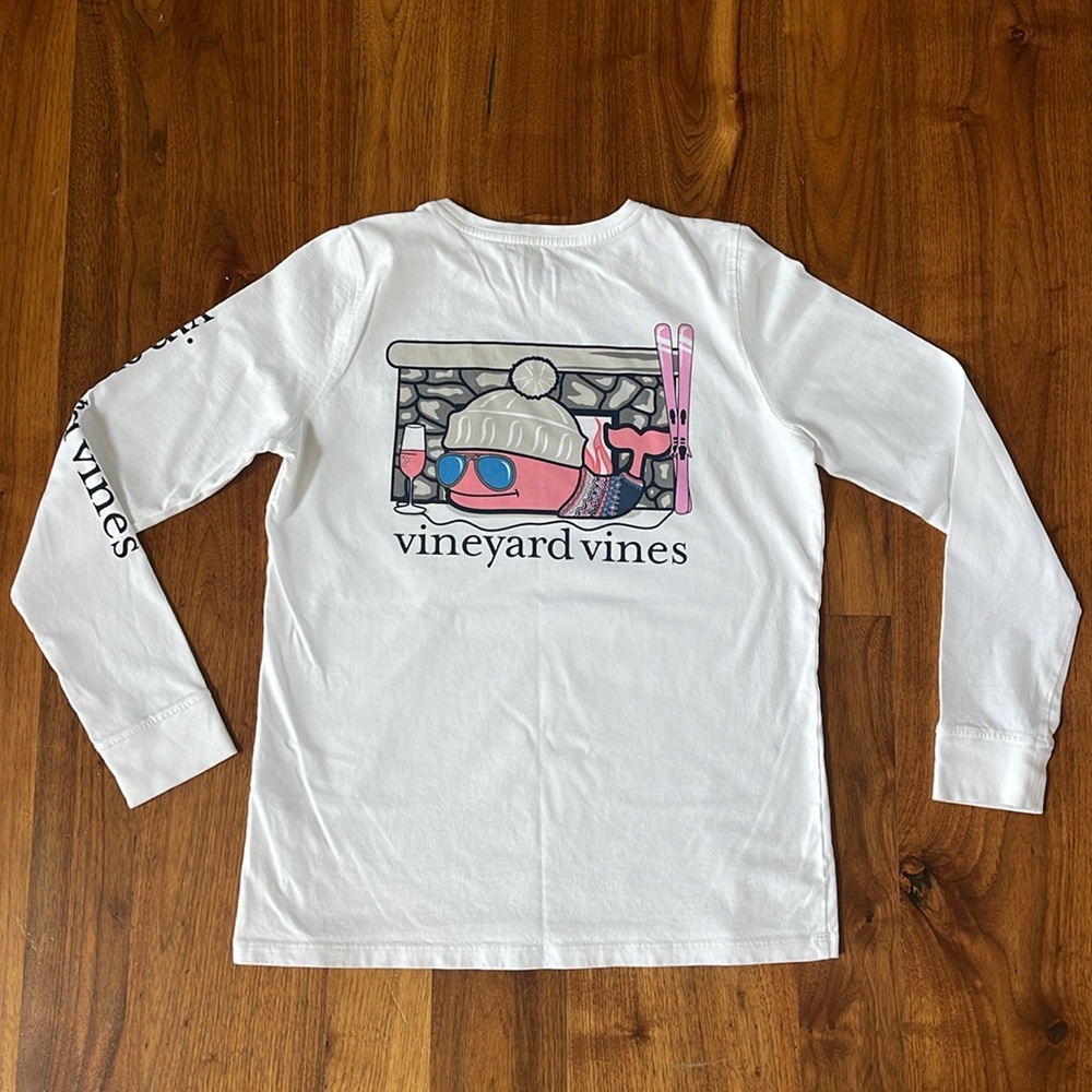 Vineyard Vines Women’s Apre Ski Whale Long Sleeve Pocket T-Shirt Size Small
